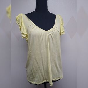 BCBG Maxazria yellow flutter shoulder sleeveless